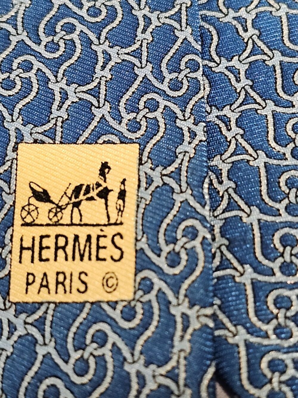 Hermes 007881 MA Blue 100% Silk Tie - Picture 7 of 14
